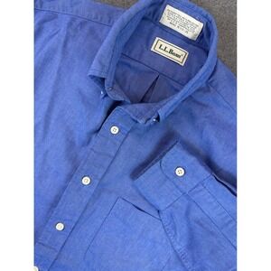L.L. Bean Oxford Shirt Men 15.5 35 Blue Long Sleeve Button Down Cotton Blend